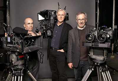 James Cameron (in the center) with 3D Fusion Camera